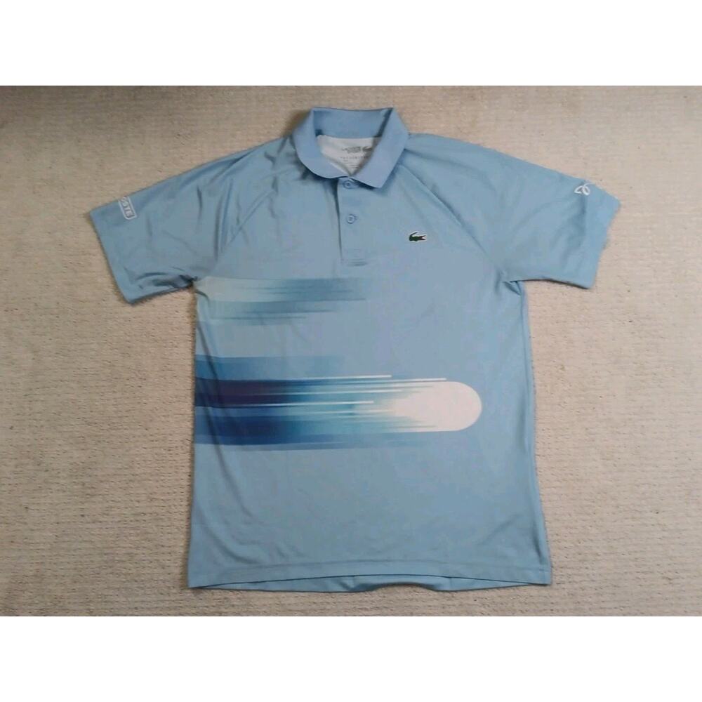 Lacoste Sport Novak Djokovic Print Stretch Polo Shirt Mens M Light Blue DH0853